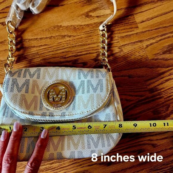 MILAN MKF Cream, Tan, And Black Vegan Crossbody Bag NEW! By Mia K WEDDING READY! - Picture 9 of 11